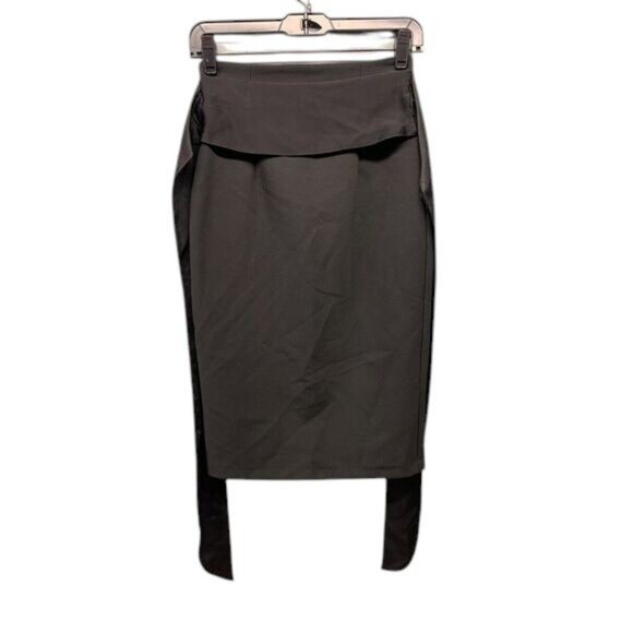 Zara Black Midi Pencil Skirt Women’s XS‎ Belted High Waist Office Chic NWT - Picture 2 of 15